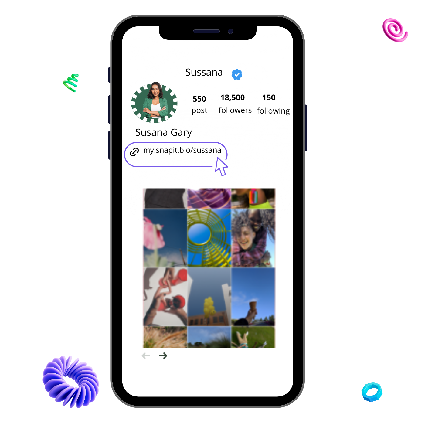 Screenshot of biolink page examples