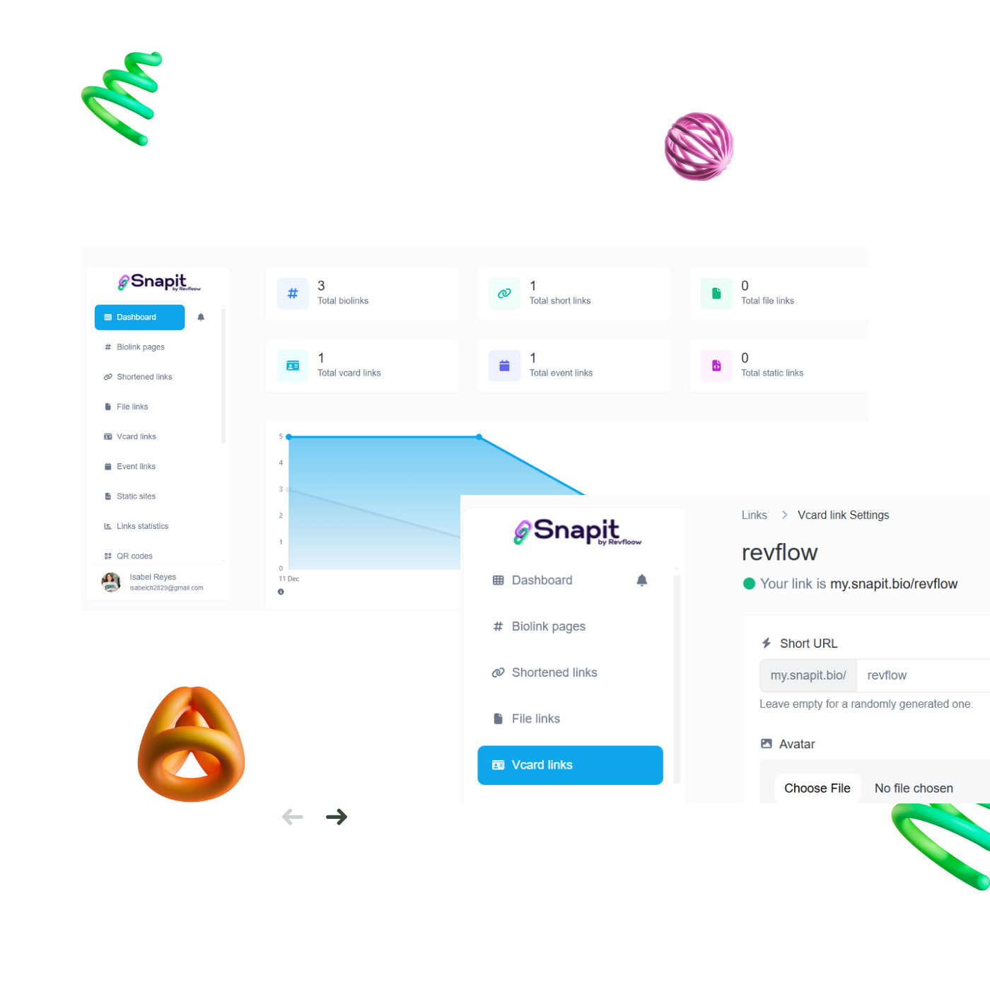 Screenshot of the app links analytics system page